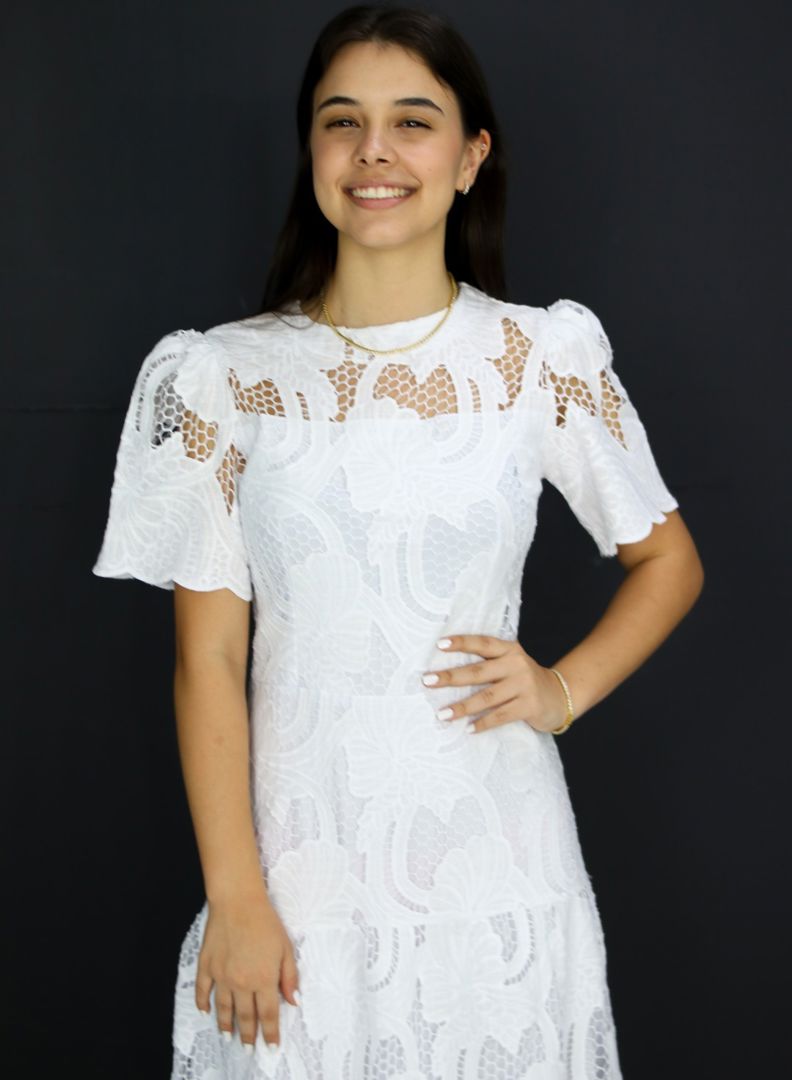 VESTIDO AD RICHILIEU BORDADO MIDI 3 MARIAS BRANCO