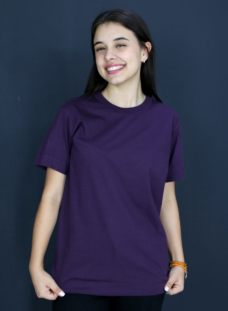 T-SHIRT LISA GOLA CANELADA LARGA ROXO