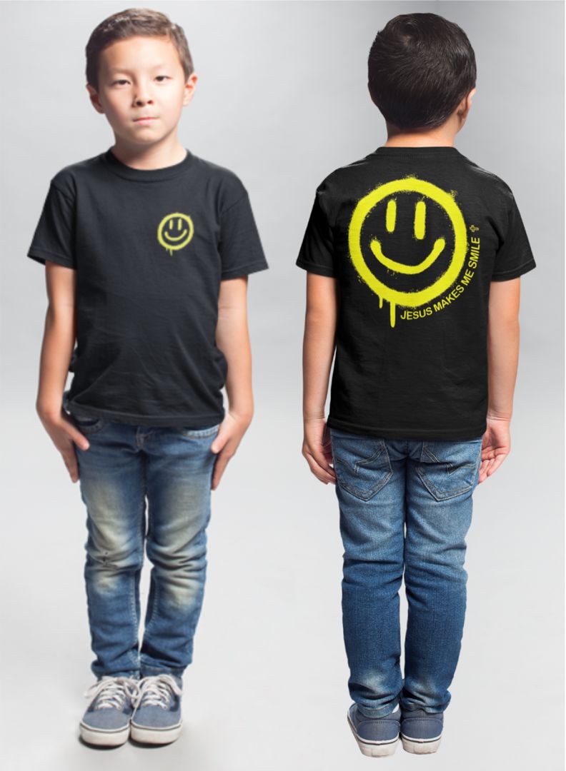 CAMISETA INFANTIL SMILE AMARELO PRETO