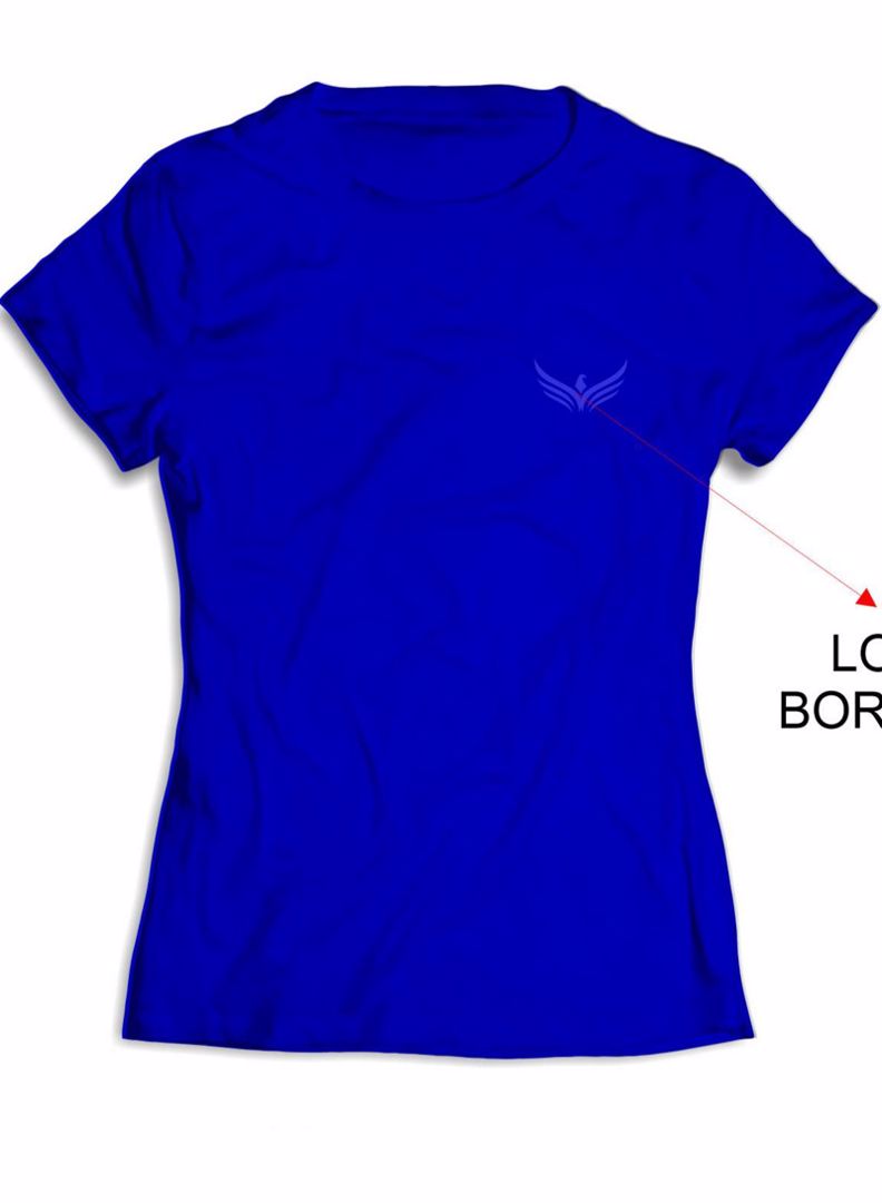 BABY LOOK ADULTO LISA AZUL ROYAL COM BORDADO 