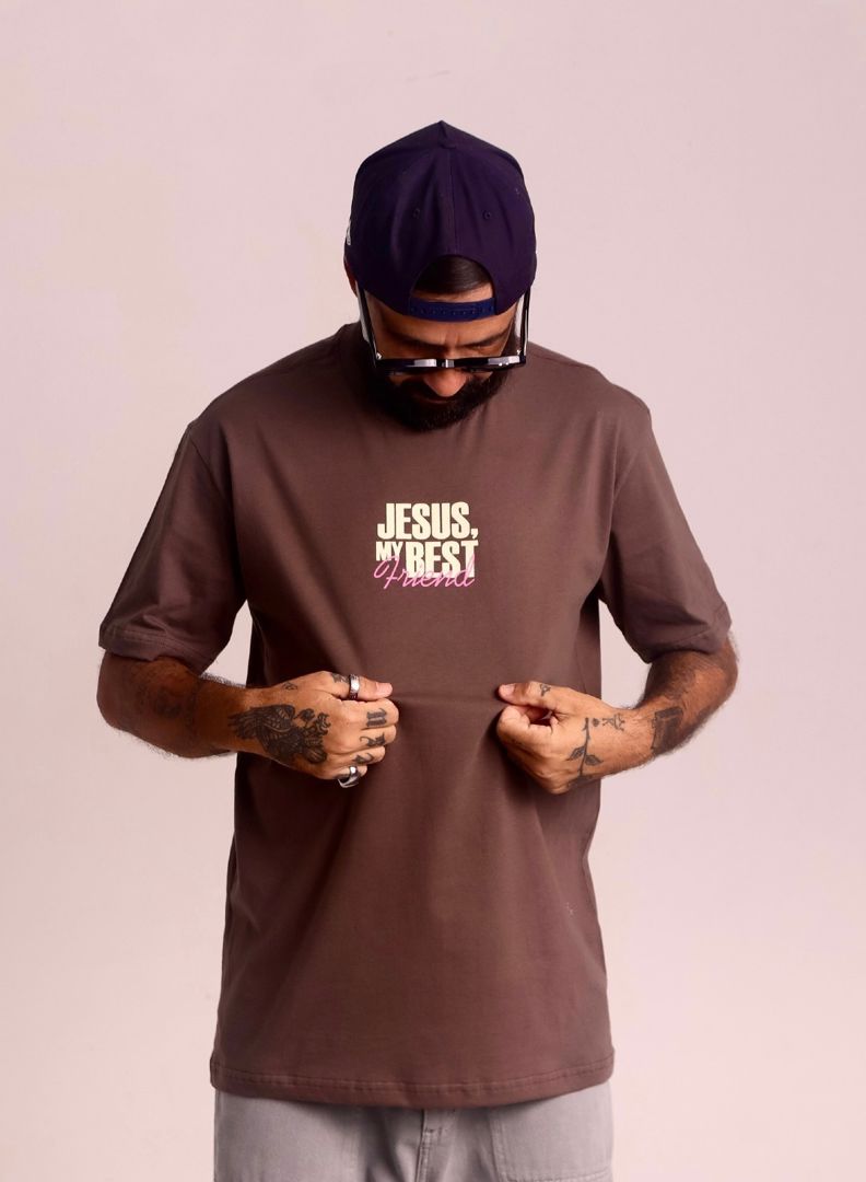 CAMISETA AD JESUS, MY BEST FRIEND MARRON