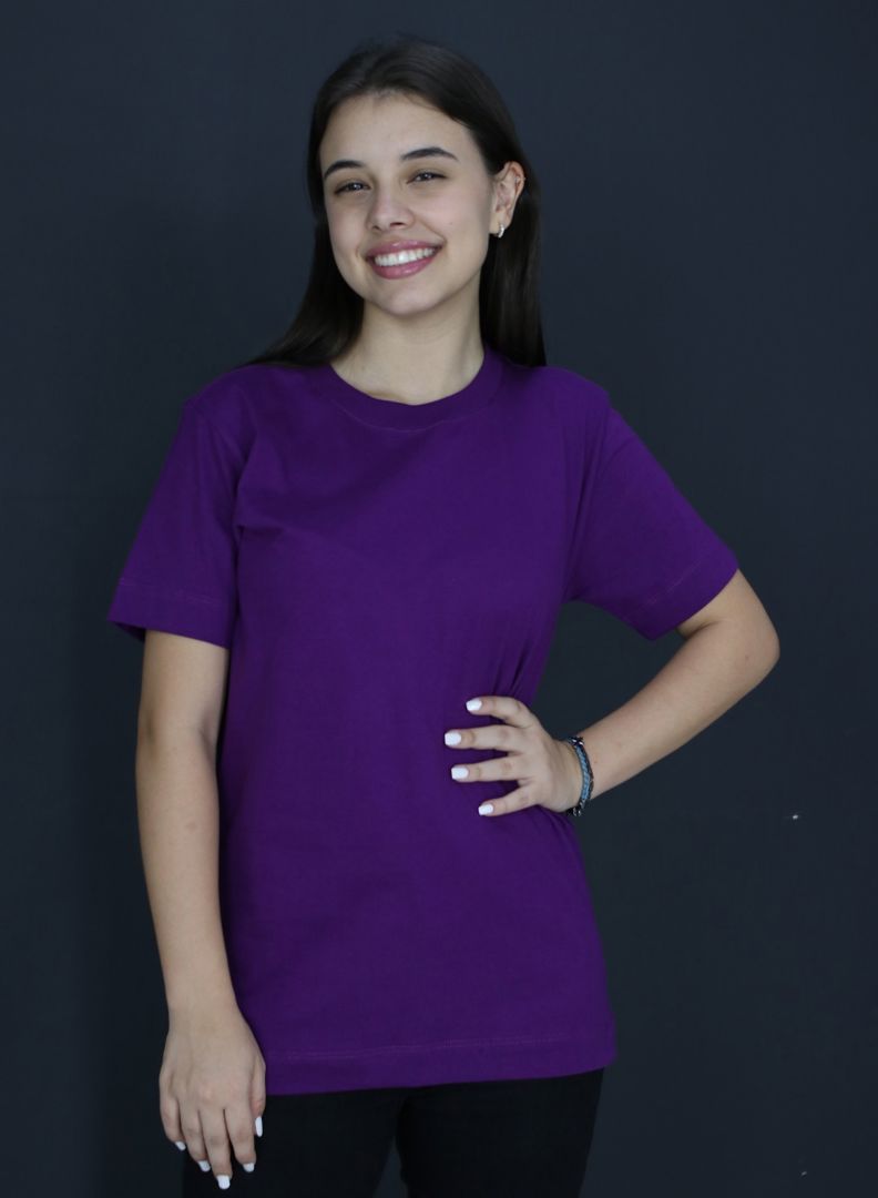 T-SHIRT LISA GOLA CANELADA LARGA VIOLETA