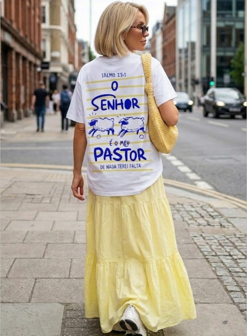 CAMISETA AD O SENHOR É O MEU PASTOR OFF WHITE