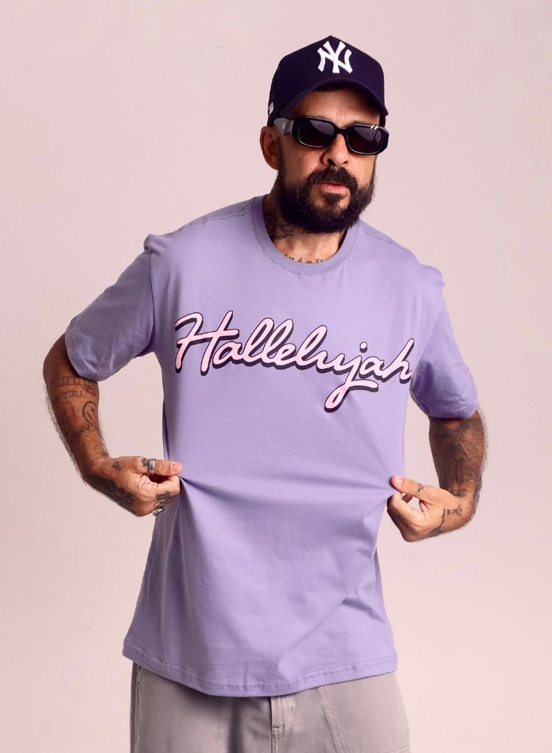 CAMISETA AD HALLELUYAH CINZA AZULADO CLARO